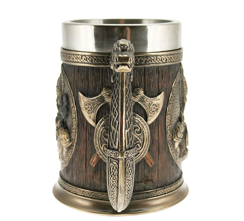 Viking mug with vikings and axes