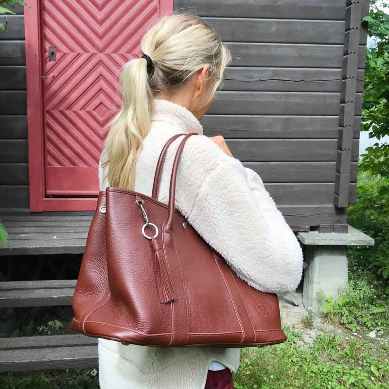 Large hand bag, mooseskinn with silver, Jopo