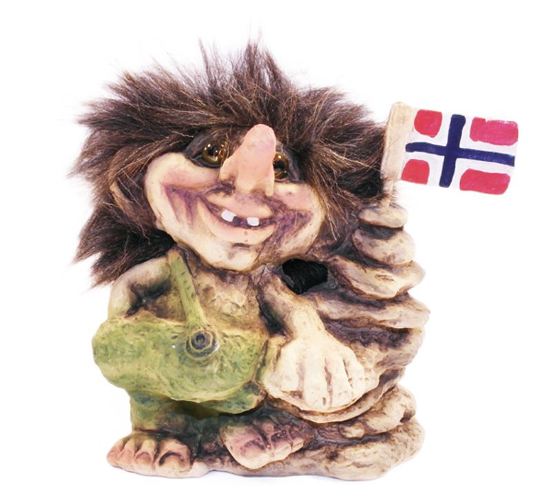 Troll with rock,norwegian flag (Troll # 096)