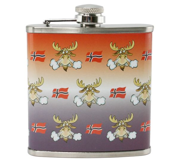 Main Image Hip flask, angry moose and flag, 6oz