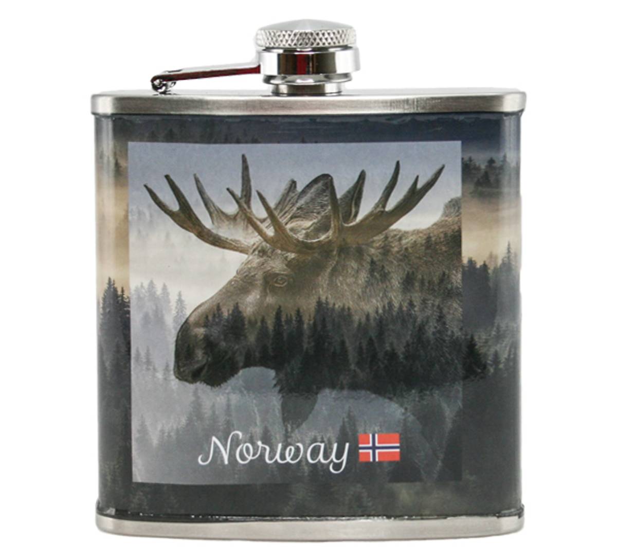 Hip flask, moose and Norway, 6oz
