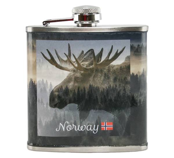 Main Image Hip flask, moose and Norway, 6oz