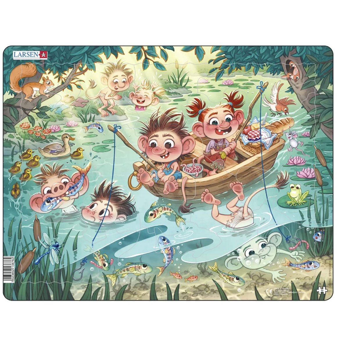 Puzzle, Small Trolls bathing and fishing - 25 pieces