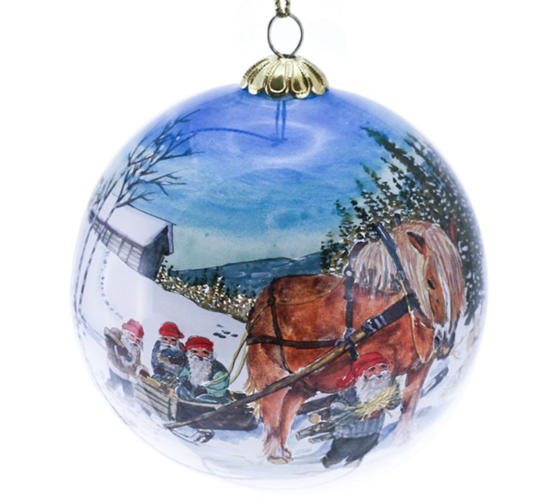 Glass bauble, Four santas on a sleigh