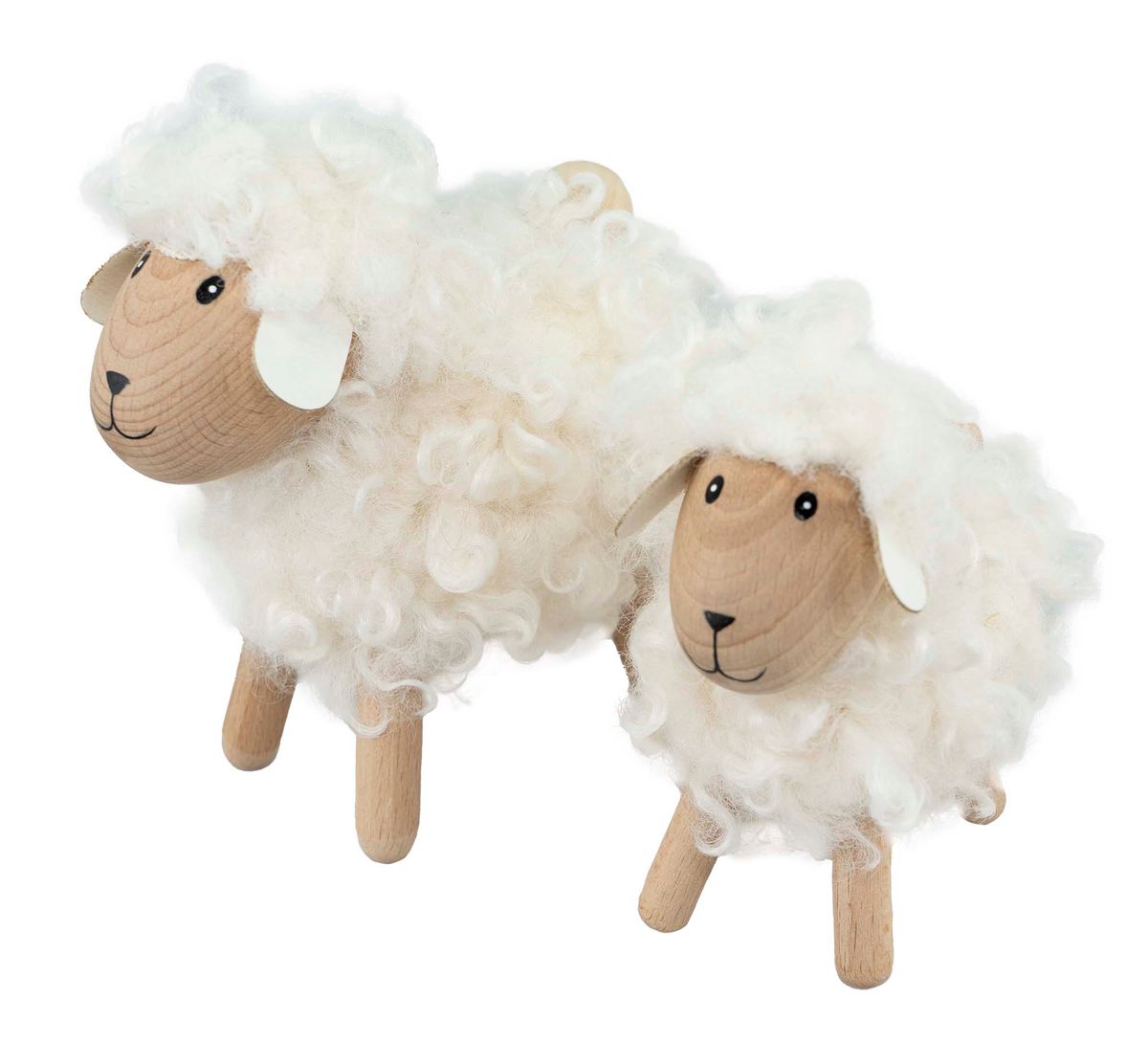 Sheep made of wood, fluffy, large