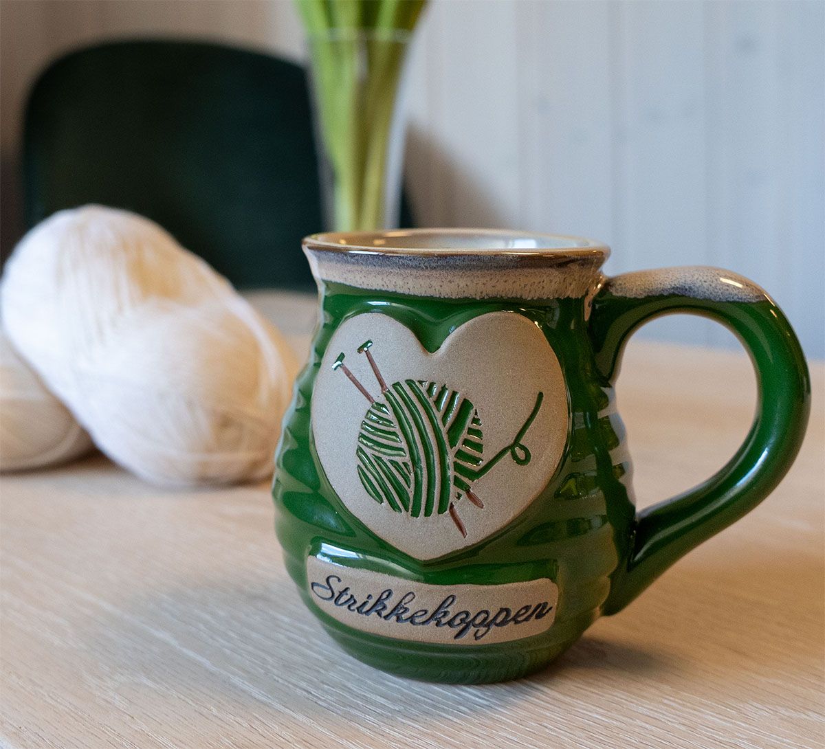Knitting mug, forest green