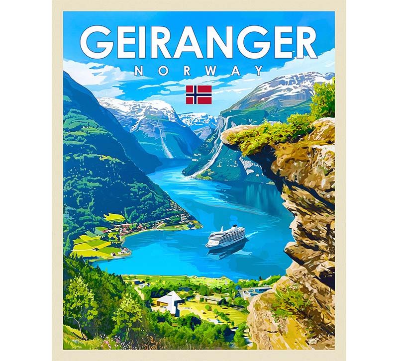 Poster, Geiranger, retro