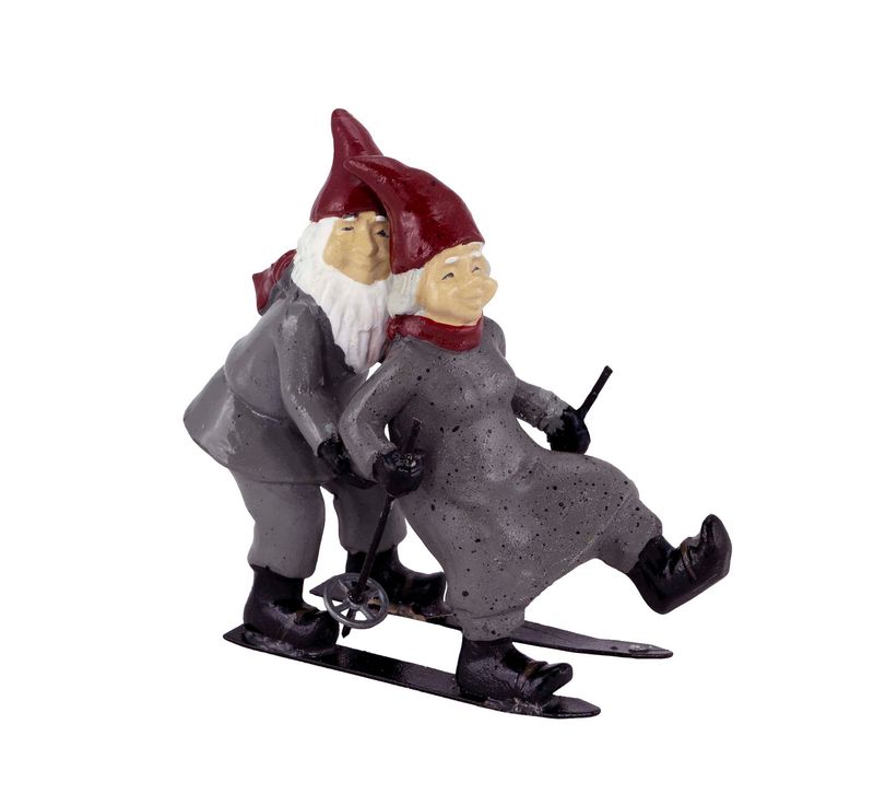 Santa couple skiing, grey, Harvesttime