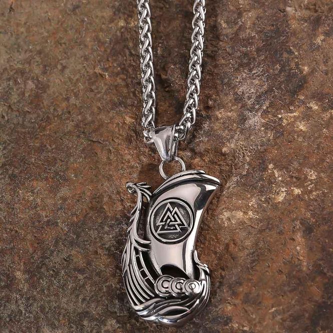 Main Image Viking necklace, Viking ship & Valknut