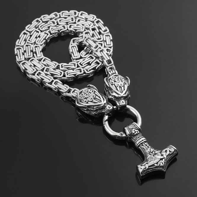 Main Image Viking necklace, Thor's hammer with Fenris ...