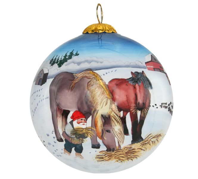 Main Image Glass bauble, Santa and two horses