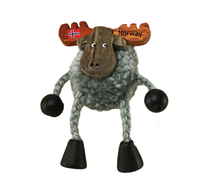 Main Image Magnet, gray pompom moose with dangling legs