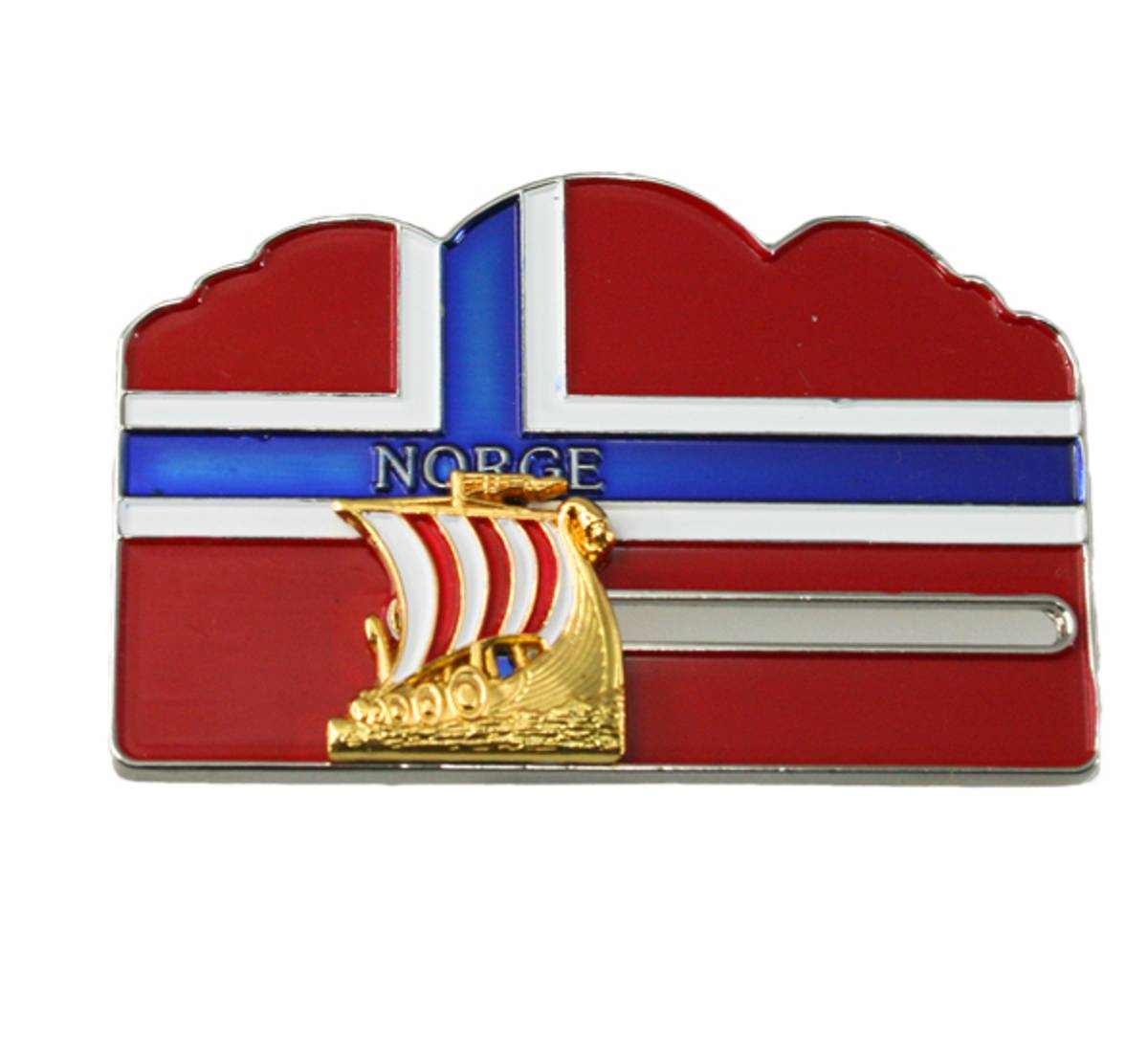 Magnet Norwegian flag with golden Viking ship