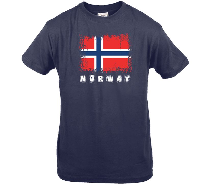 T-shirt Norway and flag, blue