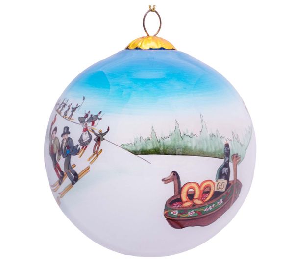Main Image Christmas bauble, bridal party on skis