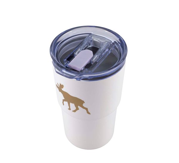 Main Image Thermo mug with moose, white, 450 ml