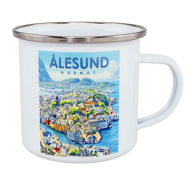 Enamel mug, Ålesund, retro