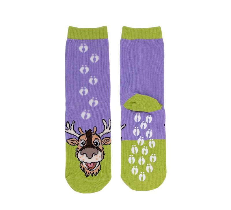 Children's socks with tracks, Reindeer, lilac