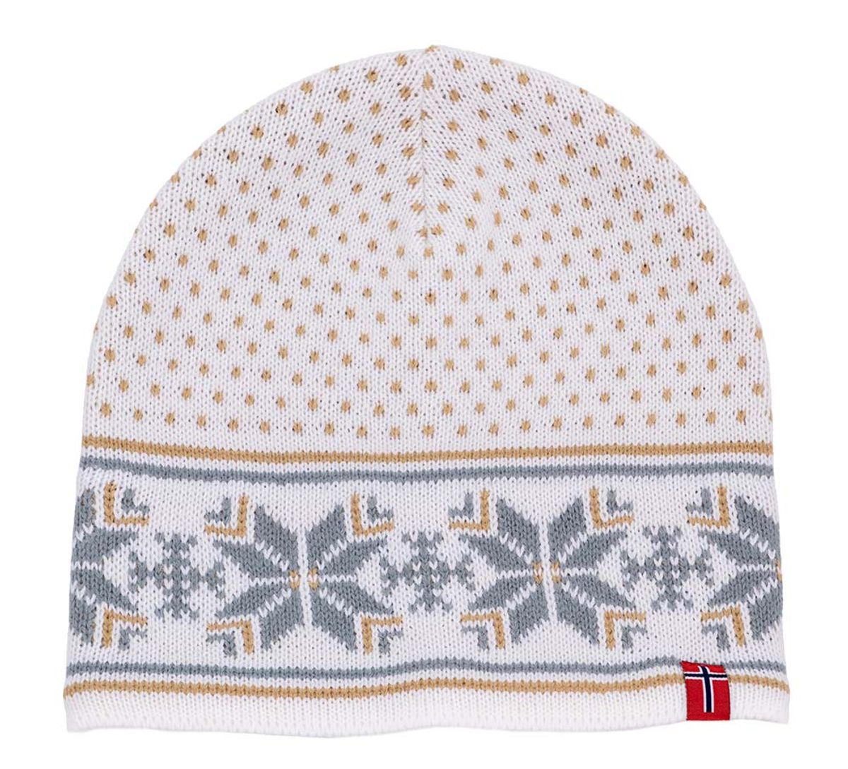 Knitted hat with star pattern and Norway,pink/white