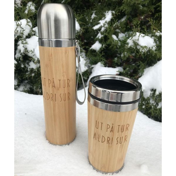 Main Image Vacuum bottle, ut på tur aldri sur, bamboo, 0,5L