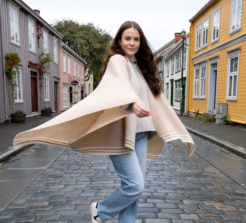 Poncho, Islender, sand/white