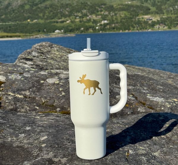 Main Image Tumbler with moose, white, 1200 ml