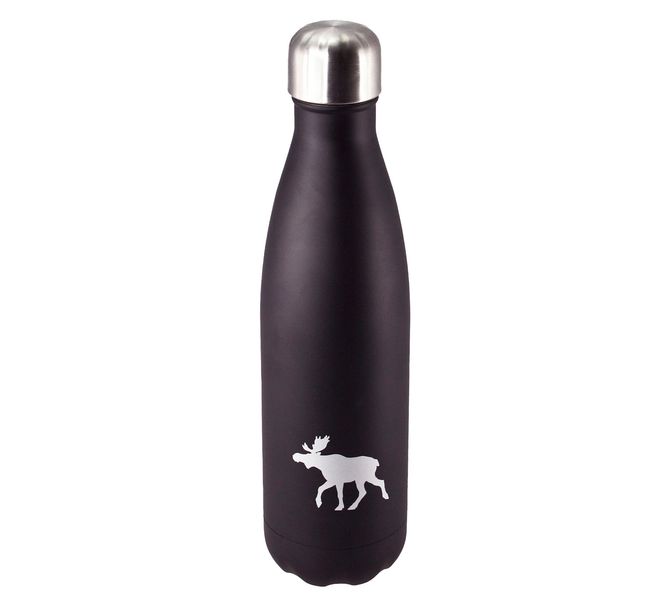 Main Image Vacuum flask, black with silver moose