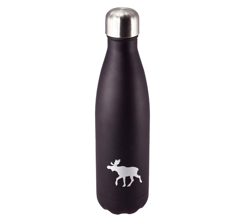 Vacuum flask, black with silver moose