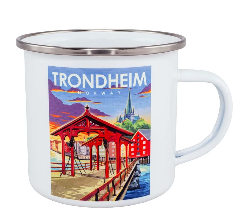 Enamel mug, Trondheim, retro